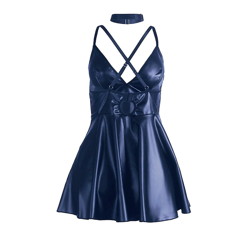 955410 blue leather strap dress s/m