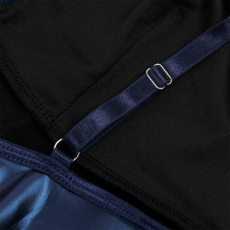 955410 blue leather strap dress s/m