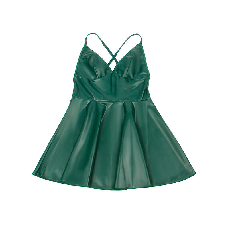 955434 green leather strap dress s/m