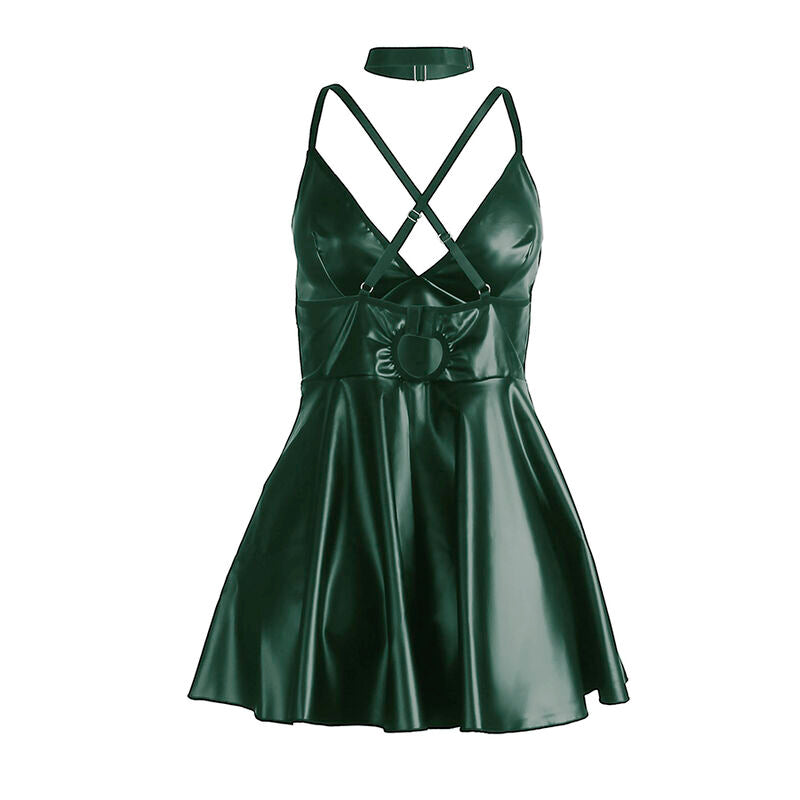 955441 green leather strap dress l/xl