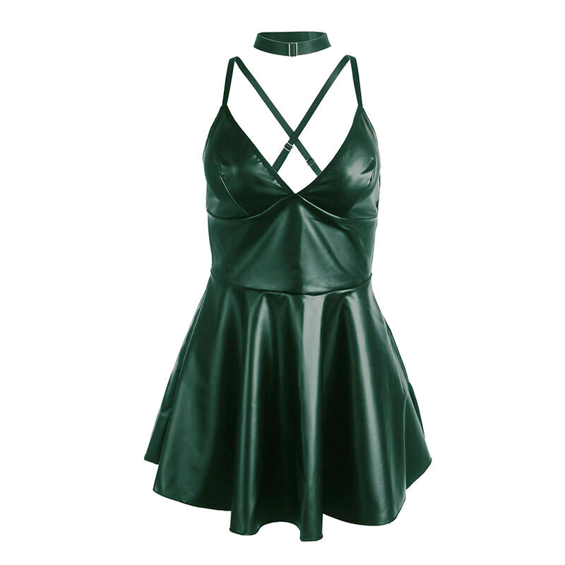 955441 green leather strap dress l/xl