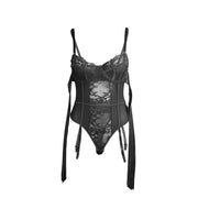 955502 body en dentelle avec nœuds et jarretelles noir l/xl