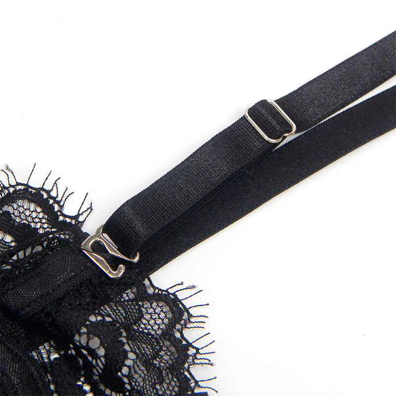 955502 lace bodysuit with bows and suspenders black l/xl