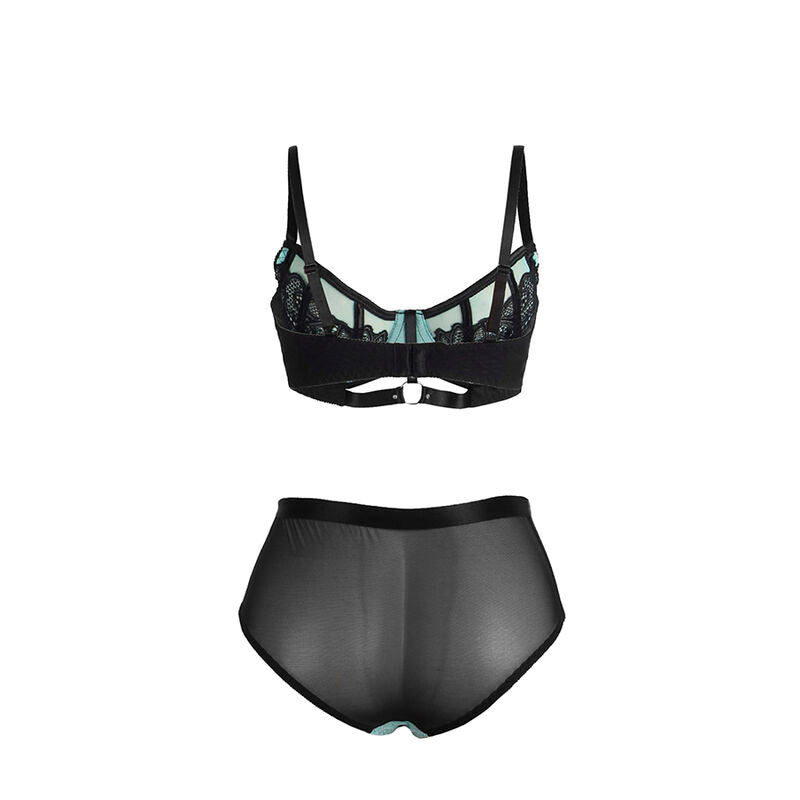 955557 green patent leather bra set with zipper s/m