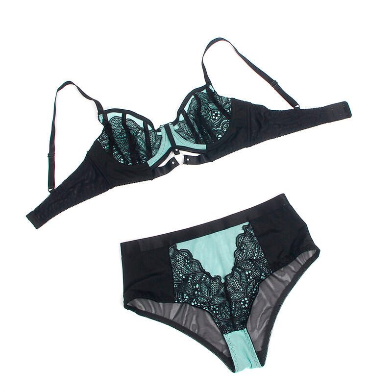 955557 green patent leather bra set with zipper s/m