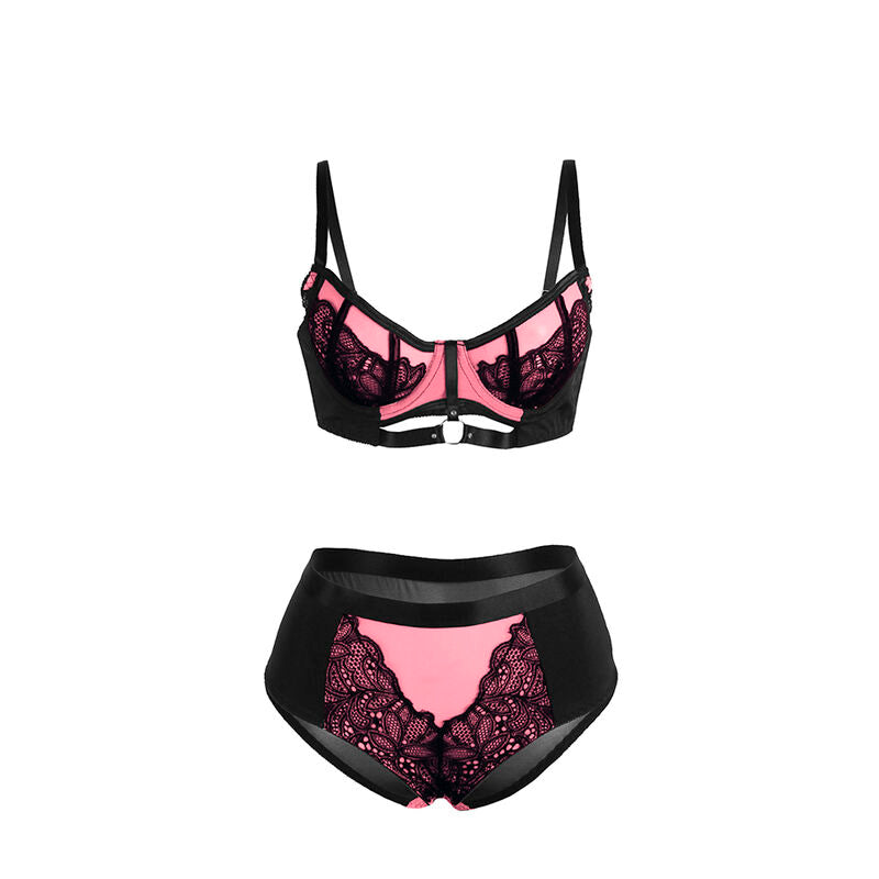 955571 pink patent leather bra set with zipper s/m