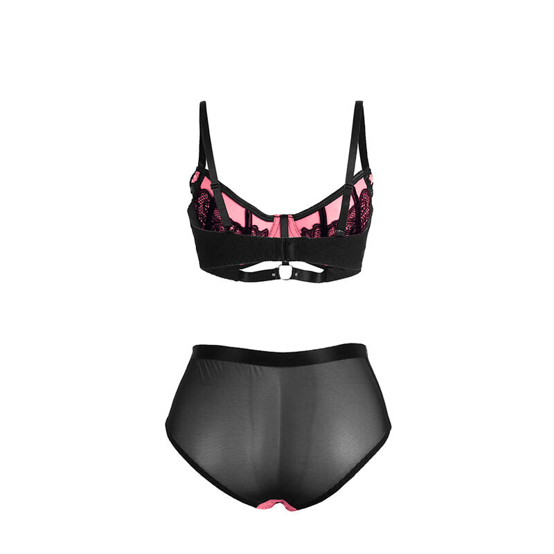 955571 pink patent leather bra set with zipper s/m