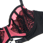 955571 pink patent leather bra set with zipper s/m