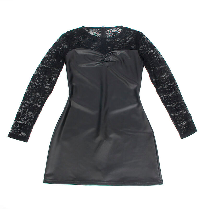 955601 long sleeve dress with black lace l/xl