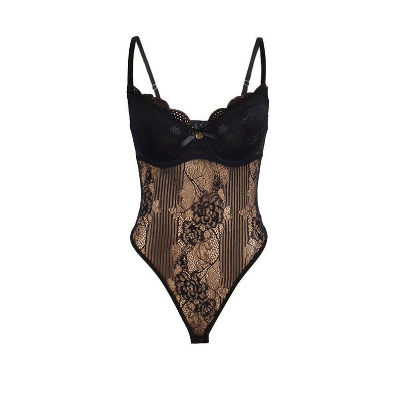 955618 lace bodysuit with bottom closure black s/m