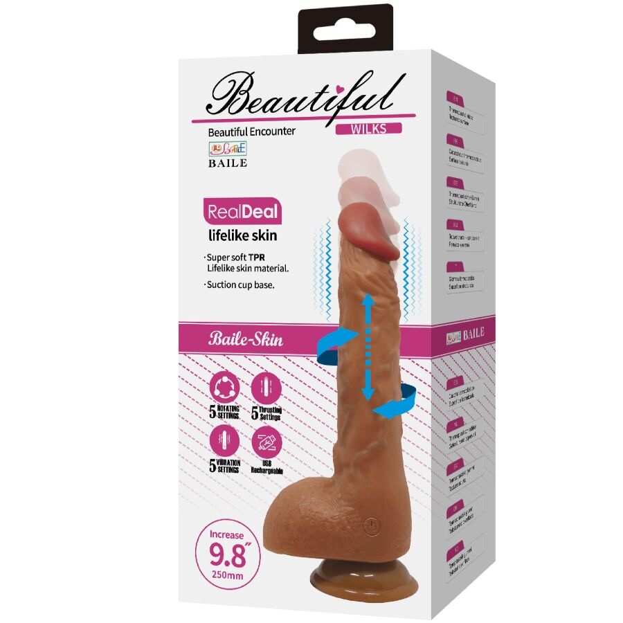 Magnifique vibrateur réaliste wilks 5 réglages 25 cm mulato