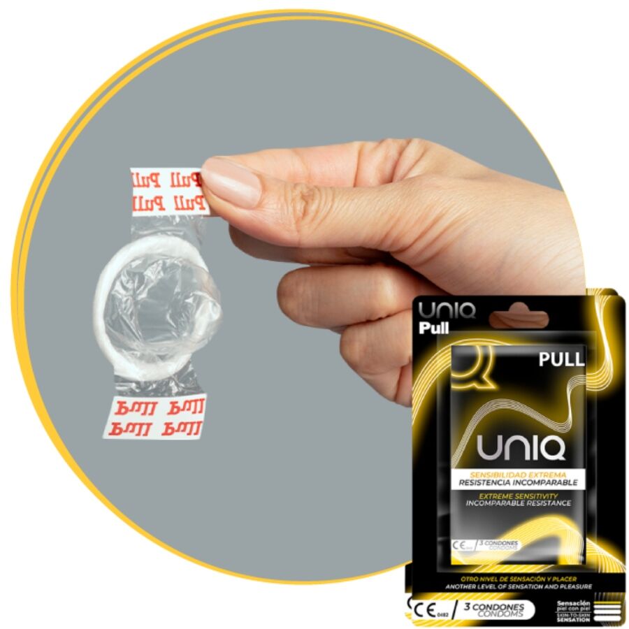 Pull-on latex-free condoms with strips, 3 units