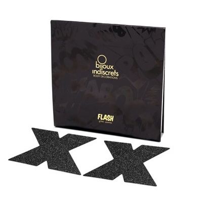 Indiscrets flash cross nipple caps black
