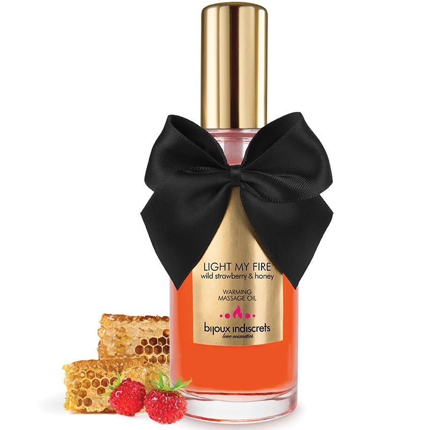 Huile de massage effet chaleur arôme fraise