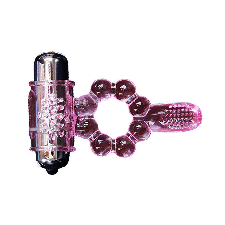 10 Rhythm Silicone Tongue Ring with Pink Vibration