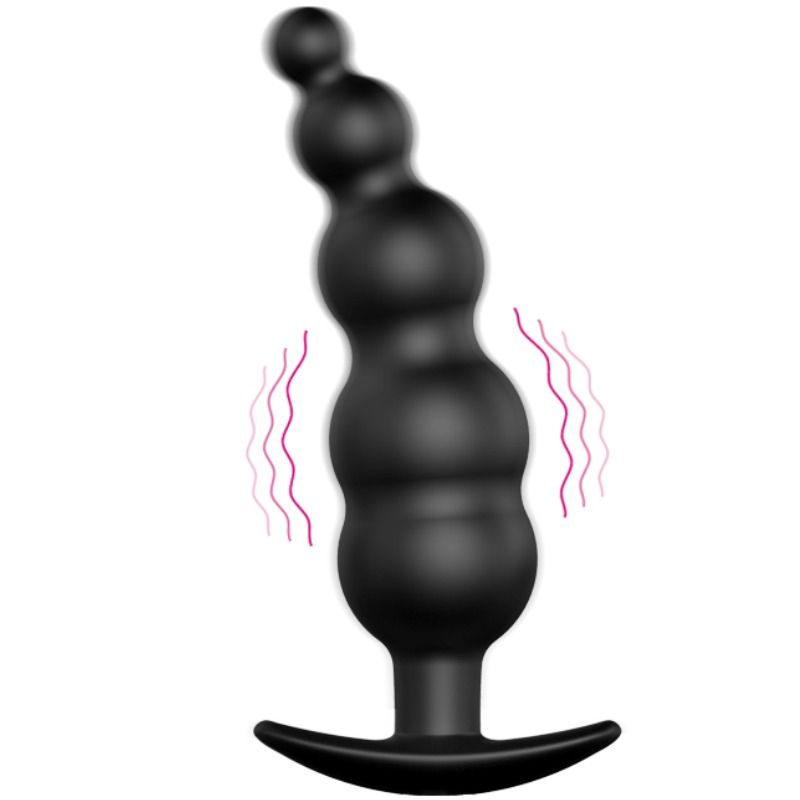 Extra stimulation silicone anal plug with 12 vibration modes in black