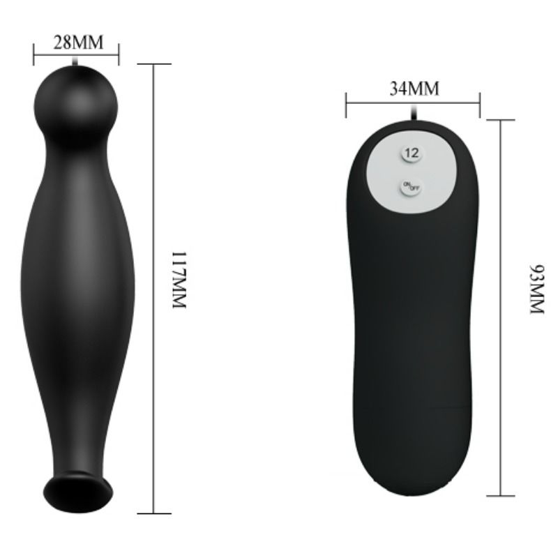 Silicone anal plug 12 vibration modes black