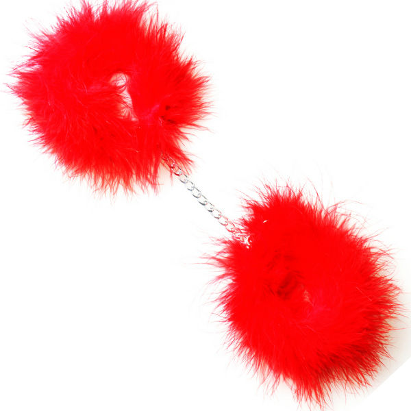 Red marabou handcuffs