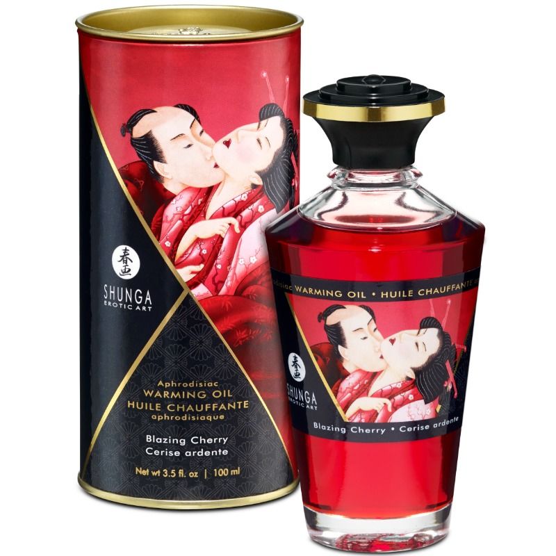Huile de massage effet chaleur saveur intense de cerise 100 ml