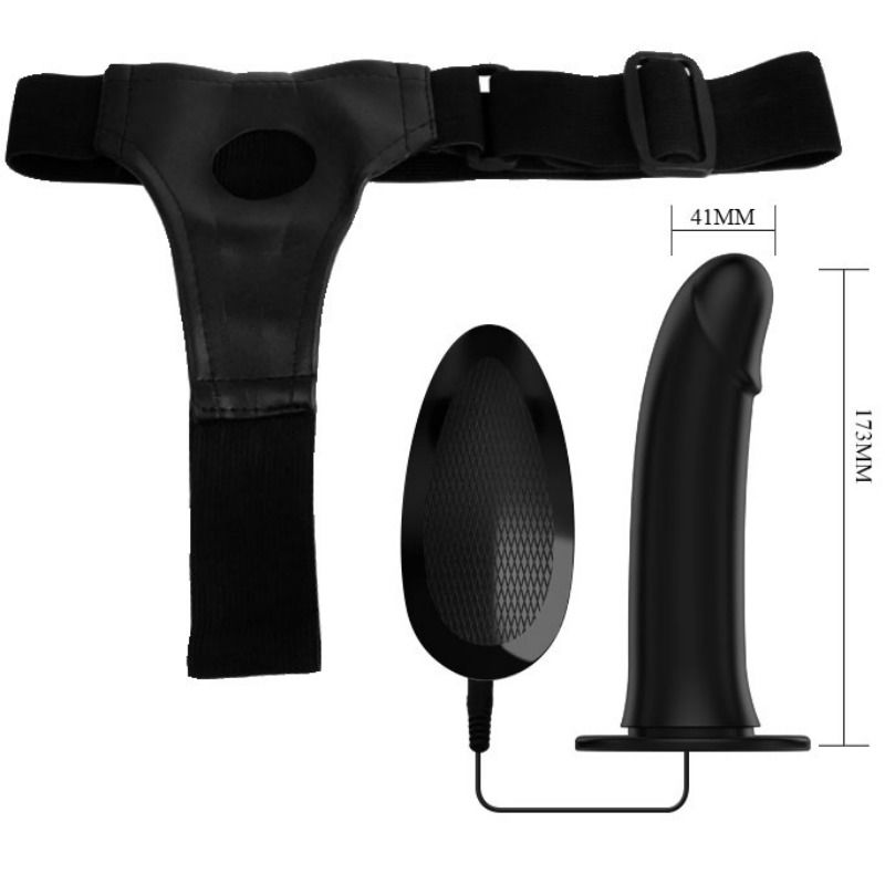 Vito strap on avec gode creux et vibration 17.3 cm