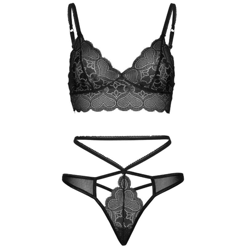 Set 2 pieces with double tanga tanga m/l black