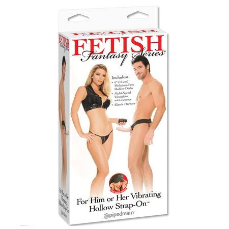 Hollow vibrating harness for him and her natural 14cm