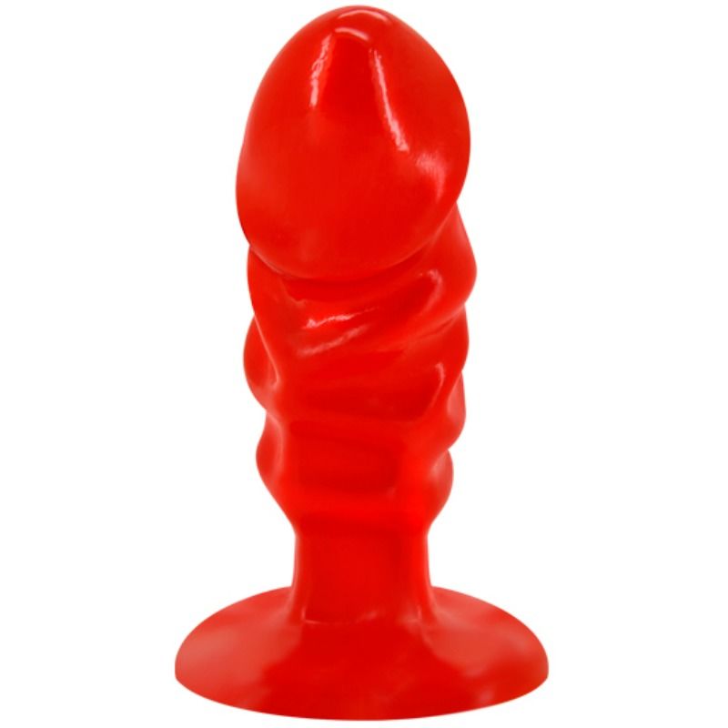 Plug anal unisexe avec ventouse rouge