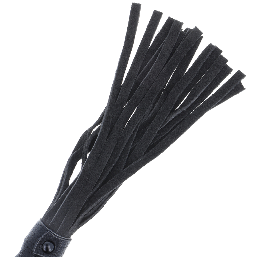 Black bondage whip with leather handle