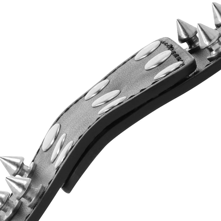 Black spiked skulls and bones handcuffs