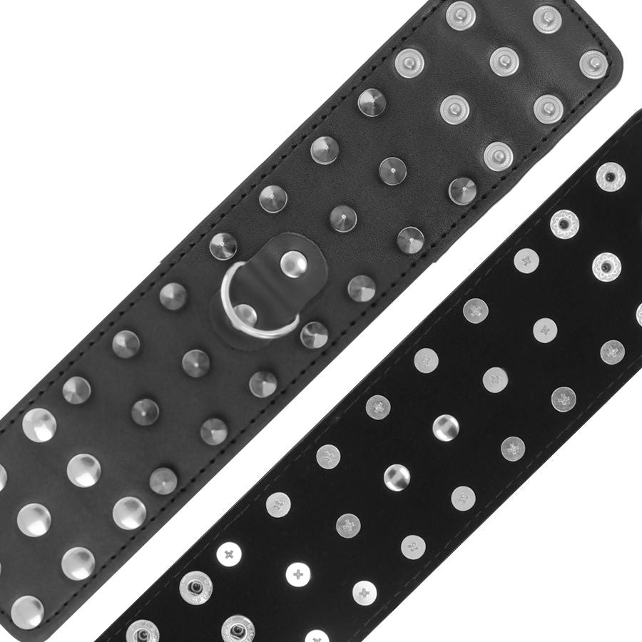 Black spiked skulls and bones handcuffs