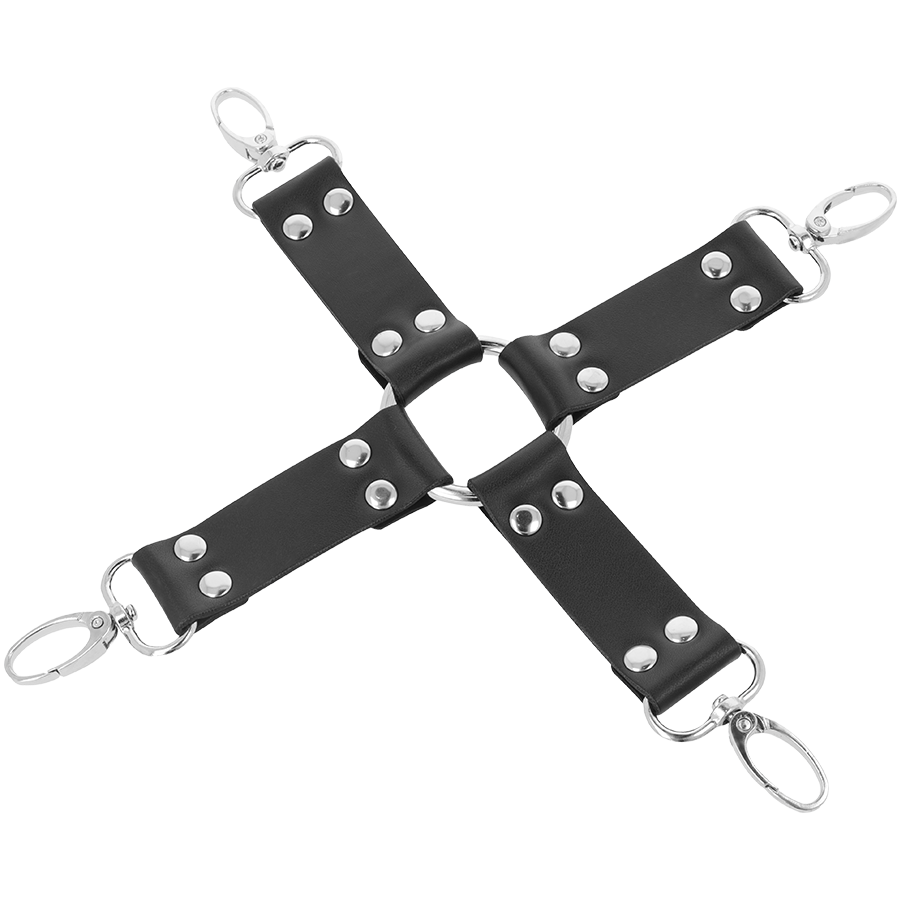 Black leather hand and foot cuffs