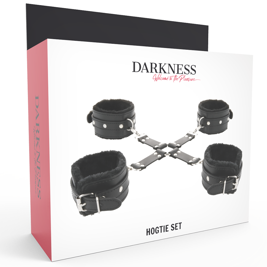 Black leather hand and foot cuffs