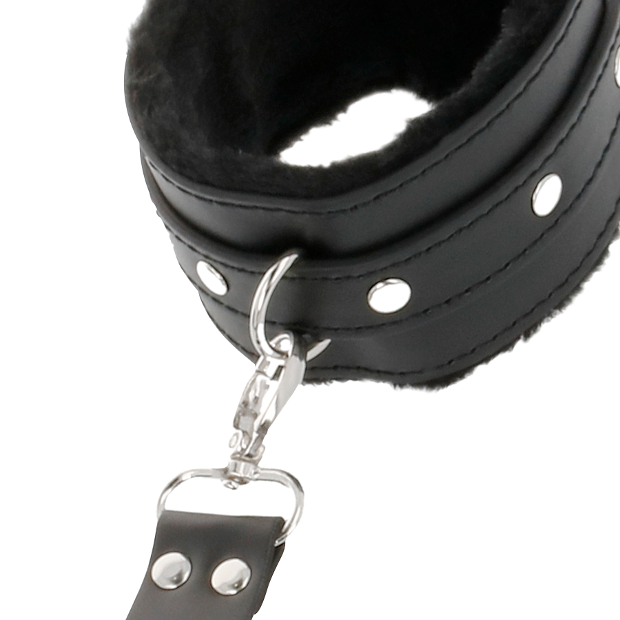 Black leather hand and foot cuffs