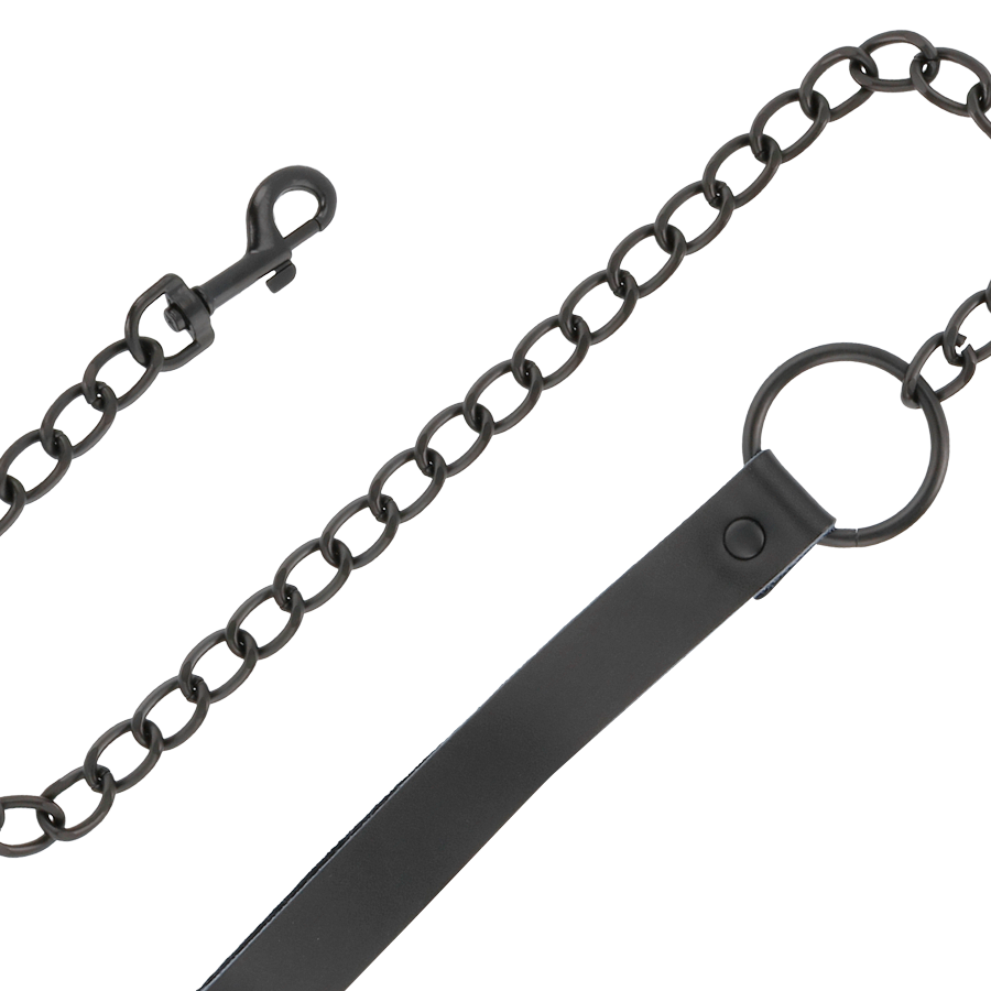 Black leather handcuffs and collar