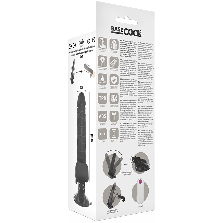 Realistic vibrator remote control natural with testicles 19.5 cm -o- 4 cm