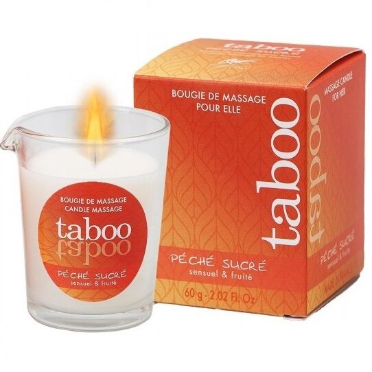 Bougie de massage taboo pour son arôme peche sucre nectarine