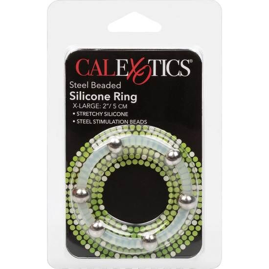 XL steel beaded silicone ring