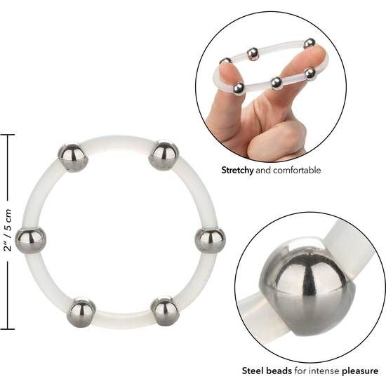 XL steel beaded silicone ring