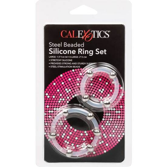 Steel Beaded Silicone Ring Set