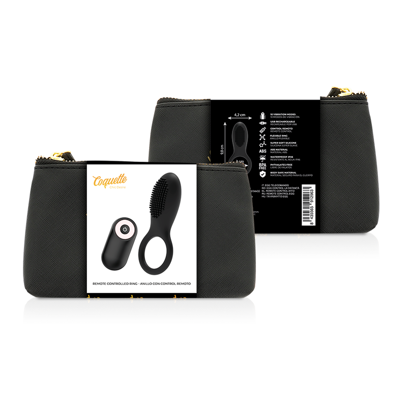 Rechargeable remote control cock ring black/gold