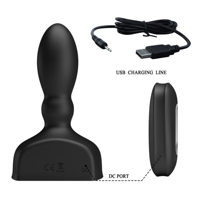 Télécommande de plug anal gonflable noir