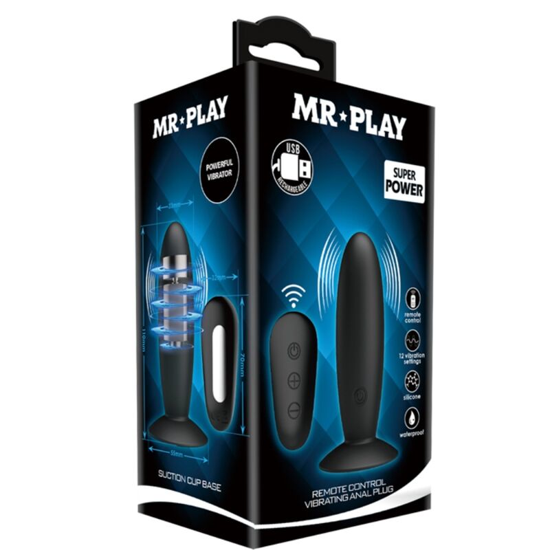 Anal plug with remote control black vibration