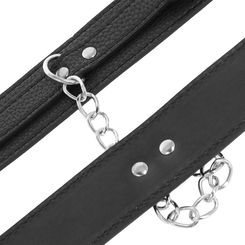 Black textured leather handcuffs