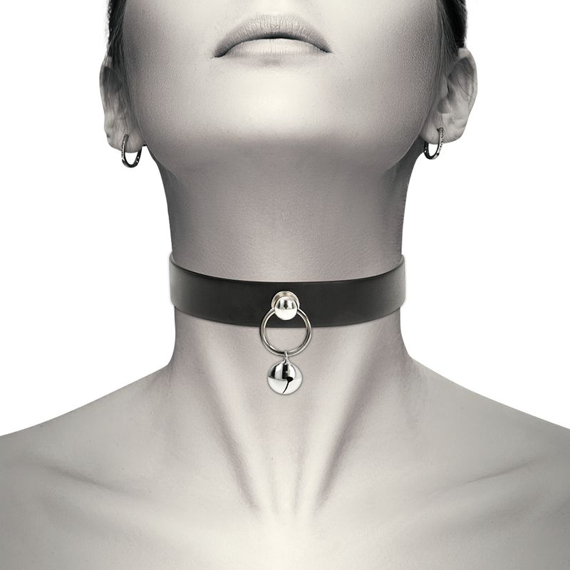 Women's vegan leather necklace rattle/hoop accessory