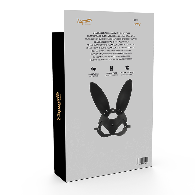 Vegan leather mask with bunny ears