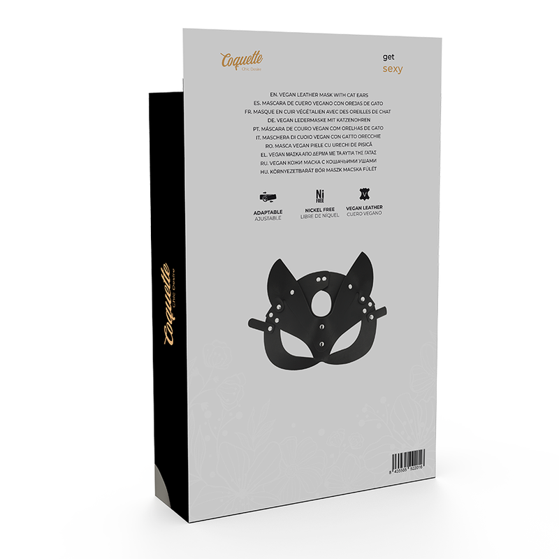 Vegan leather mask with cat ears