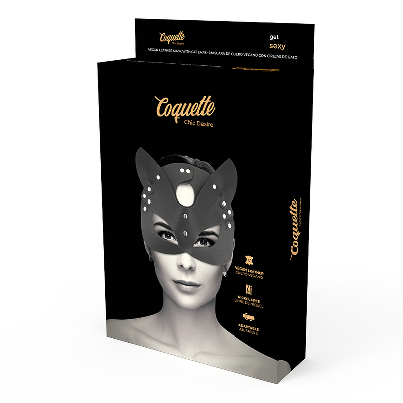 Vegan leather mask with cat ears