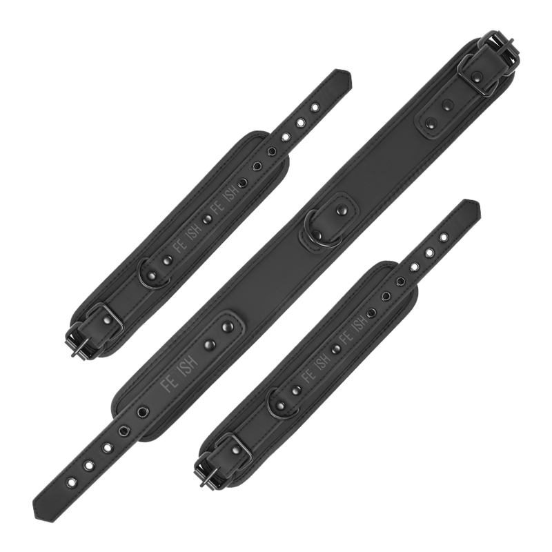 Vegan leather collar and handcuffs with neoprene lining