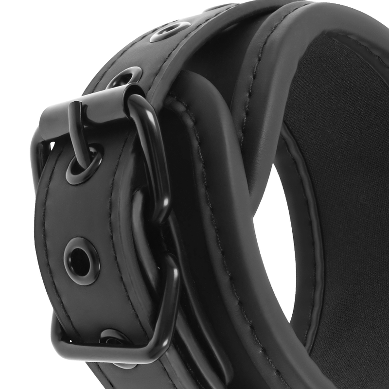 Vegan leather collar and handcuffs with neoprene lining