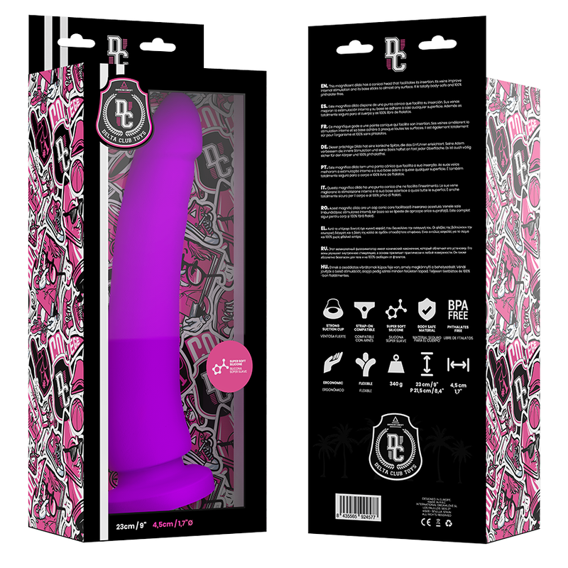 Toys medical dildo lilac silicone 23 cm -o- 4.5 cm